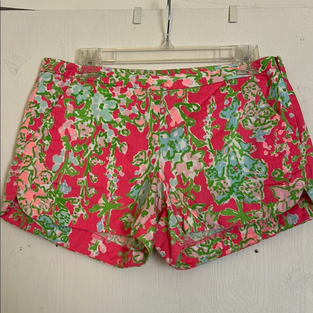 Lilly Pulitzer Pink and Green Floral Athletic Shorts